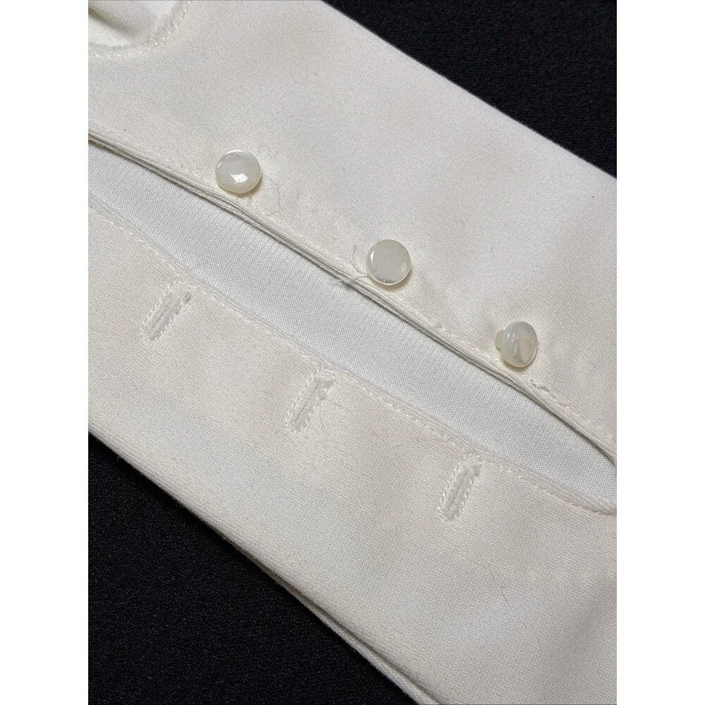 Vintage 50s Ivory Opera Length Gloves Button Evening Prom Cosplay Coquette Flaws